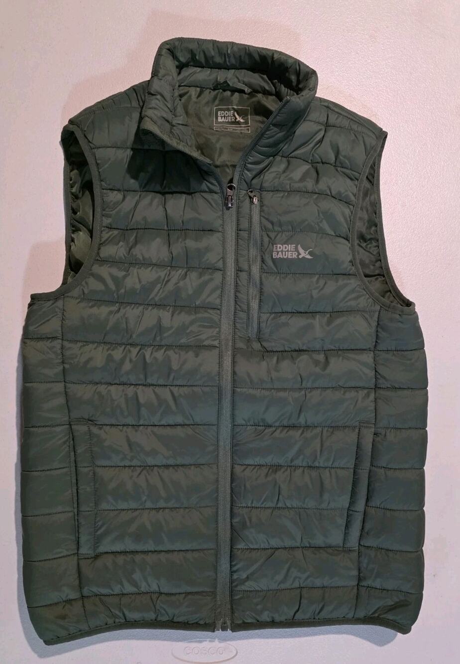Eddie Bauer Womens Small Green Quilted Puffer Vest Full Zip Insulated